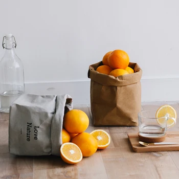 Yıkanabilir Kraft Kağıt İskandinav saklama çantası Aşk Doğa Bitkiler Çiçek Büyümek Konteyner Çeşitli Eşyalar Gıda saklama çantası s Organizatör Ev İçin