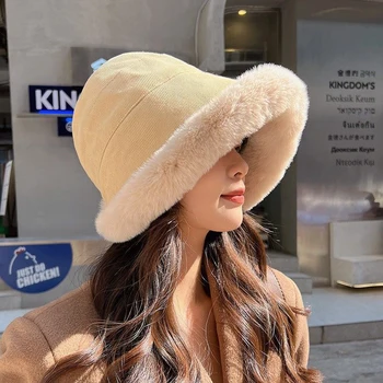Kadınlar Açık Rüzgar Geçirmez Kapaklar Yeni Kış Kova Şapka Yumuşak Kalınlaşmış Peluş Şapkalar Sıcak Kasketleri Bayanlar Balıkçı Şapka Panama Şapka
