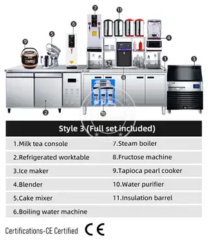 Özelleştirilmiş 304 Paslanmaz Çelik Tam Set Kabarcık Çay Makinesi Çalışma Masası Buzdolabı Dolabı Süt Çay Dükkanı İçin Tasarım