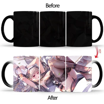 Yeni tasarım seksi Siyah Dantel Sihirli Kupa BSKT-165 ısı Renk değiştirme çay bardağı kahve kupalar hediye Seramik Drinkware