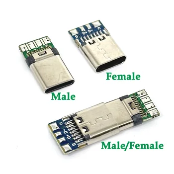 1 adet USB 3.1 Tip C Konnektör Fişi 24Pin veri kablosu Desteği PCB kartı erkek / Dişi Yüksek Hızlı İletim Hızlı şarj portu DIY