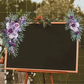 2 Adet Simülasyon Düğün Çiçek Swags hoş geldin yazısı Çiçek Çiçek Kemer Garland hoş geldin yazısı Töreni Düğün Ev Dekor