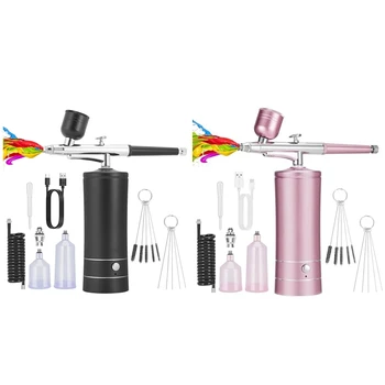 Hava fırçası seti Akülü Şarj Edilebilir Kompresör hava fırçası seti, Otomatik Olarak Kolları Model Boyama, Çivi, Makyaj