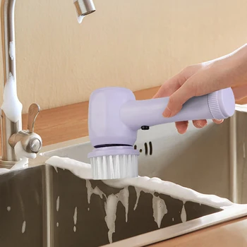 5-İn-1 Elektrikli Temizleme Fırçası Banyo Lavabo Yıkama Kaşık Bez Mutfak Aracı Usb El Küvet Temizleyici Tuvalet Küvet