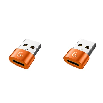 2 Adet 6A Tip C USB 3.0 OTG Adaptör USB C Dişi USB Erkek Dönüştürücü Samsung Xiaomi Huawei İçin, turuncu