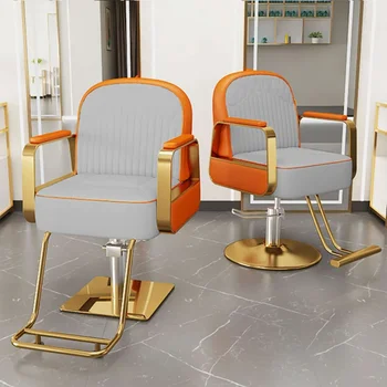 Kuaförlük Ayarlanabilir berber sandalyeleri Tabure Saç Kesme Özel Paslanmaz Berber Sandalyeleri Lüks Spa Şezlong Mobilya QF50BC