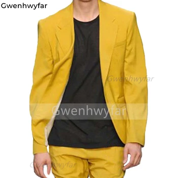 Gwenhwyfar Erkek Takım Elbise Balo Çentikli Yaka 2 Adet Özel Düğün Smokin Erkekler Set Blazer Pantolon Erkek Moda Giyim