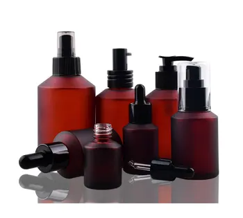 Toptan 120 ml 200 ml Buzlu Amber Cam Şişe Siyah Plastik Pompa Kapaklı Cosmetiquera Sıvı Sabun Pompası Köpük Şişeleri CN