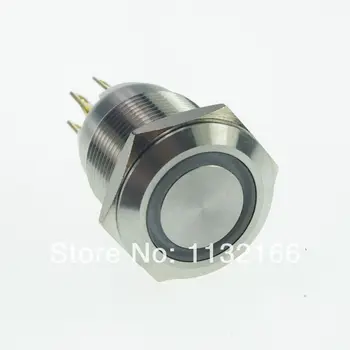 19mm LED Renk Turuncu Paslanmaz Çelik Halka işıklı Anlık basmalı düğme anahtarı 1NO 1NC Pin Terminali Su Geçirmez