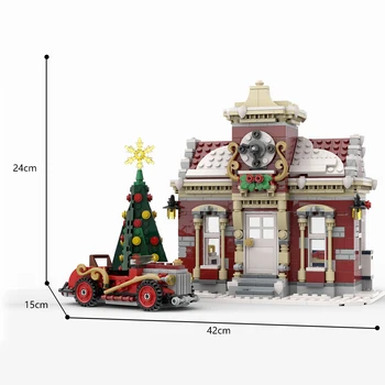 Küçük Kış Belediye Binası Köy Sokak Görünümü Noel Atmosferi yapı tuğlaları DIY Oyuncaklar Çocuklar için Doğum Günü Hediyeleri 983 Adet