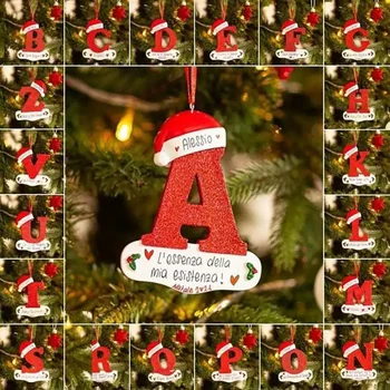 Noel Ağacı Dekorasyon Mektubu Kolye 26 Harfler Ev Tatil Akrilik DIY Kolye Noel 2024 Yeni Yıl Dekor Süsleme Navidad