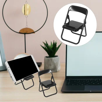 Sandalye halkalı telefon kılıfı Minyatür Mini Katlanabilir Mobilya Cep Masaüstü Masası Ev Tutucu Modeli Küçük Dekor Aksesuarları Katlanır Cep
