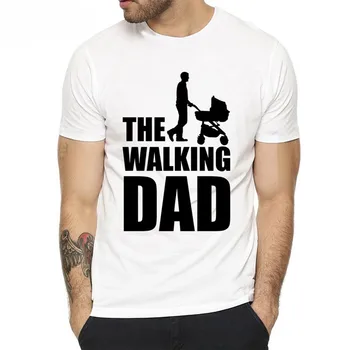 Erkekler Rahat babalar Günü kısa kollu t-shirt O-Boyun Beyaz Üstleri Moda Yürüyüş Komik Kaliteli Baskı %100 % Pamuk Tee Gömlek