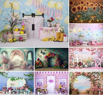 Mehofond Fotoğraf Arka Plan Bahar Bahçe Çiçek Dükkanı Çocuk Doğum Günü Partisi Kek Smash Portre Dekor fotoğraf arka fonu Stüdyosu