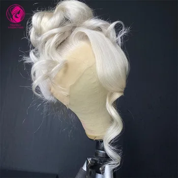Sarışın Dantel Ön İnsan Saç Peruk Beyaz 13x4 / 13x6 Dalgalı Remy Saç Tutkalsız 150 %180% Dantel ön peruk Kadınlar İçin
