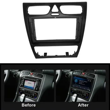 Araba Radyo Fasya Benz C sınıfı için W203 02-04 DVD Stereo Çerçeve Plaka Adaptörü Montaj Dash Kurulum Çerçeve Trim Kiti