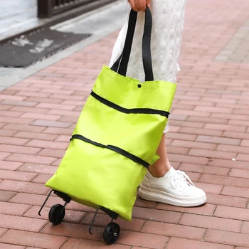 1 Pc Oxford Kumaş Çok Fonksiyonlu Katlanabilir Taşınabilir Alışveriş Sepeti İle Tekerlek Ve Ayrılabilir Süpermarket Seyahat Günlük saklama çantası