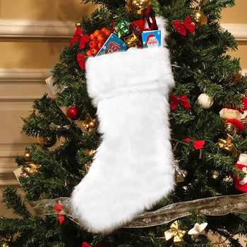 2023 Noel Çorap Büyük Noel hediye keseleri Şömine Dekorasyonu Beyaz Peluş Çorap Yeni Yıl Şeker Tutucu yılbaşı dekoru