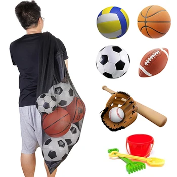 Taşınabilir Çok Fonksiyonlu İpli file çanta Spor Spor Basketbol Futbol Depolama Omuz Net Sırt Çantası Açık Plaj Kullanımı
