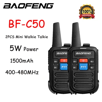 Baofeng BF-C50 2 adet mini telsiz Çocuklar Taşınabilir Amatör Radyo Comunicador UHF 400 - 470MHz Çift Bant İki yönlü Radyo HF Telsiz
