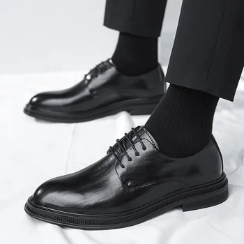 Yeni Ofis LowTop Ayakkabı Erkekler Hakiki Deri Spor Ayakkabı Adam Sivri Burun rahat ayakkabılar Eğlence yürüyüş ayakkabısı