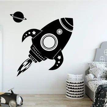 Dıy Roket Aile duvar çıkartmaları Duvar Sanatı Ev Dekor çocuk Odası için Ev Partisi Dekoru Duvar Kağıdı