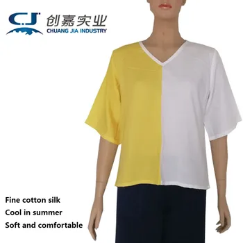 Pamuk İpek Yaz kadın Orta kollu V Yaka kısa tişört Tasarımcı Orijinal Kişiselleştirilmiş Giysiler Rahat Rahat Üst 4XL 5XL