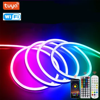 WiFi / Bluetooth / Uzaktan Kumanda 12V RGB Neon ışık şeridi 120LEDs / m Su Geçirmez 1M 2M 3M 4M 5M Yumuşak Esnek RGB Led Bant Dekorasyon