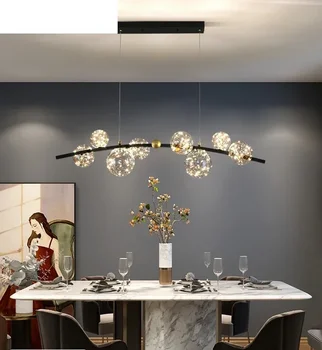 Yemek odası avize yıldızlı ışık lüks yemek odası yemek masası şerit lamba İskandinav Modern Minimalist yemek odası lambası