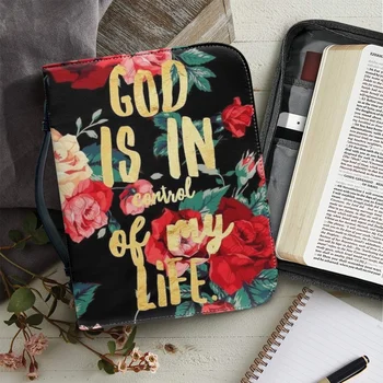 Çanta PU Deri Fermuar Kolu İncil Kapak Kılıf İncil Çanta Bayanlar için Pratik Kilise Toplama Kutsal Taşıma Kitap Çantası
