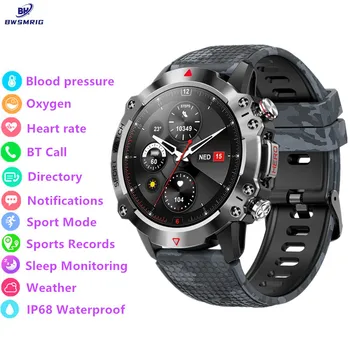 Yeni Bluetooth çağrı akıllı saat Erkekler IP68 5ATM Su Geçirmez Açık Spor Spor İzci Sağlık Monitör Android IOS için Smartwatch