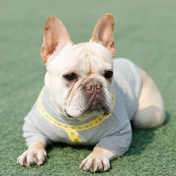 Köpek giysileri Fransız Bulldog Altın Kolye baskılı tişört