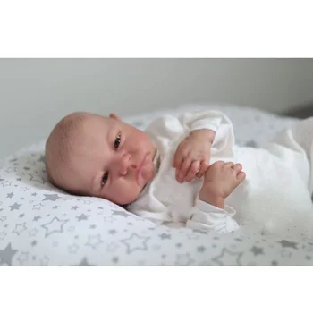 19 inç Zaten Boyalı Bitmiş Levi Uyanık Yenidoğan Bebek Boyutu Yeniden Doğmuş Bebek Bebek 3D Cilt Görünür Damarlar Gerçekçi Gerçek Bebek
