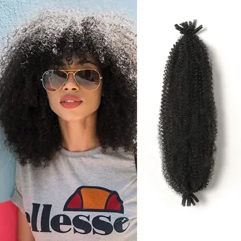 Siyah Yaylı Afro Kinky Büküm Saç Önceden Ayrılmış Yaylı Marley Büküm Örgü Kıllar Kelebek Locs Tığ saç ekleme
