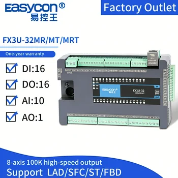 FX3U-32MT/MR/MRT 16dı 16do 10 AI 1 AO Ethernet PLC Denetleyici İle Çalışmak Servo Motor endüstriyel otomasyon güneş panelı denetleyici