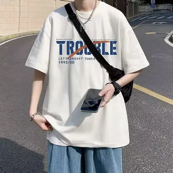 Yaz Rahat Büyük Boy erkek T-shirt Harajuku Streetwear Moda Klasik Temel Erkekler İçin Rahat Y2k Tarzı Tiki Giyim