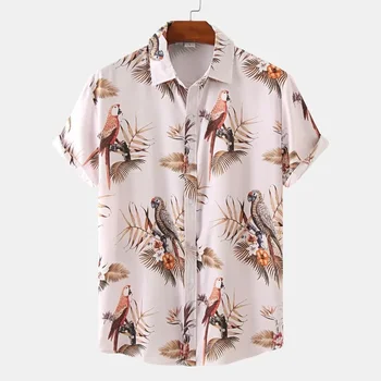 Erkek Giyim 2022 Yeni Kısa Kollu erkek Gömlek Plaj Gömlek Moda Baskı Hawaii erkek Gömlek Erkekler için