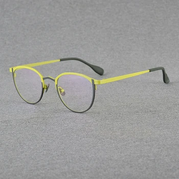 2023 Retro gözlük çerçevesi erkekler Vintage Tasarımcı yuvarlak saf titanyum optik gözlük Miyopi okuma kadınlar kişiselleştirilmiş gözlük