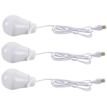 3 X DC5V 5W LED ampul USB lamba taşınabilir beyaz ışık açık Laptop için (beyaz)