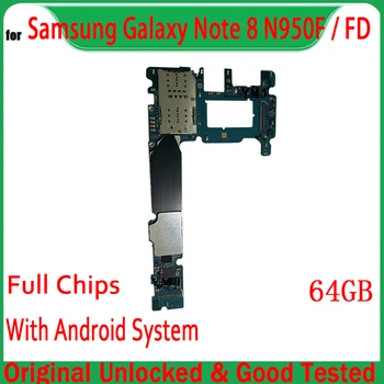 Orijinal Unlocked Anakart Samsung Galaxy Not 8 İçin N950F N950FD Anakart Android Sistemi ile Plaka Mantık kurulu İyi Test Edilmiş