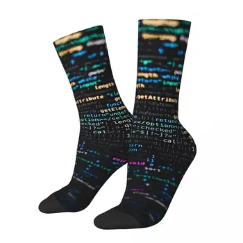 Yazılım Kodu Mutlu erkek Çorapları Retro Kodlama Geek Geliştirici CPU Sokak Stili Çılgın Ekip Çorap Hediye Desen Baskılı