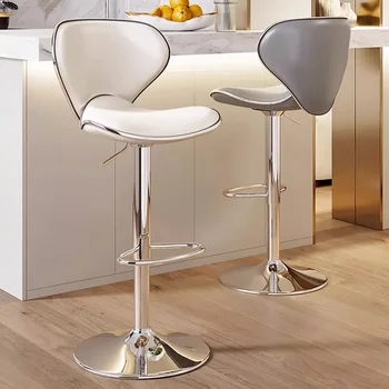 Döner Sayaç Bar Taburesi Ayarlanabilir Lüks İskandinav Modern Bar Sandalyeleri Deri Rahat Sillas De Espera Restoran Mobilyaları