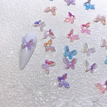 20 Adet Nail Art Aurora Senfoni Çift Katmanlı Üç Boyutlu Kelebek Takı Yay Manikür Aksesuarları