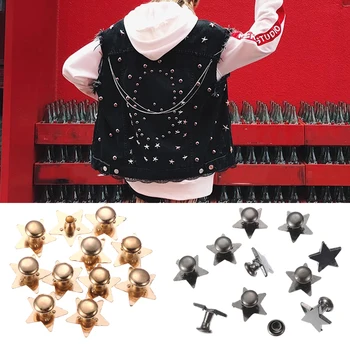10 Takım Metal Yıldız Perçinler DIY Giyim Şapka Çanta Ayakkabı Dekorasyon Aksesuarları Konfeksiyon Dikiş Deri Matkap Tırnak Düğmesi Çıtçıt