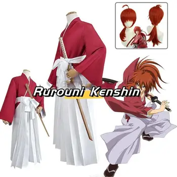 Anime Rurouni Kenshin Himura Kenshin Cosplay Kostüm Peruk Himura Kimono Haori Kendo Kıyafet Cadılar Bayramı Unisex Klasik Üniforma Takım Elbise