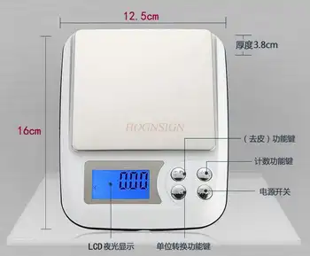 Hassas küçük elektronik tartı 0.01 g Gram tartı Çin tıbbi malzemeler Gıda ölçeği Mutfak terazisi Fırında 0.1 g Tartı