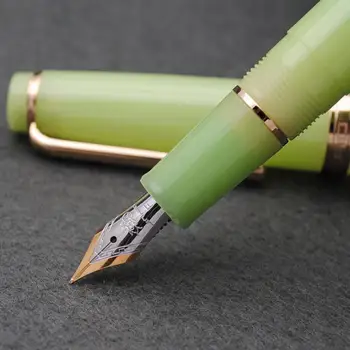 Jinhao 82 Şeffaflık dolma kalem Akrilik Mürekkep Kalem Ofis EF Spin Yazma İş Malzemeleri Kalem Elegante Okul F Altın N S9G9