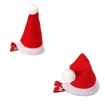 Santa Şapka saç tokası Moda Mini Şapka Saç Tokalarım Noel Şapka Ördek Gagası Klip Tatil Parti saç aksesuarları