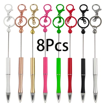 8 Adet Hiçbir Bileme Kalem Boncuk Kalemler Öğrenciler için Boya DIY Okunabilir Kalem Anahtarlık Boncuklu Kalemler
