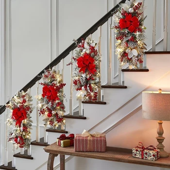 Noel Çelenk Asılı Rattan Yay Ön Kapı Merdiven Bahçe Noel Ağacı Kolye Parti Yeni Yıl Ev Dekorasyon